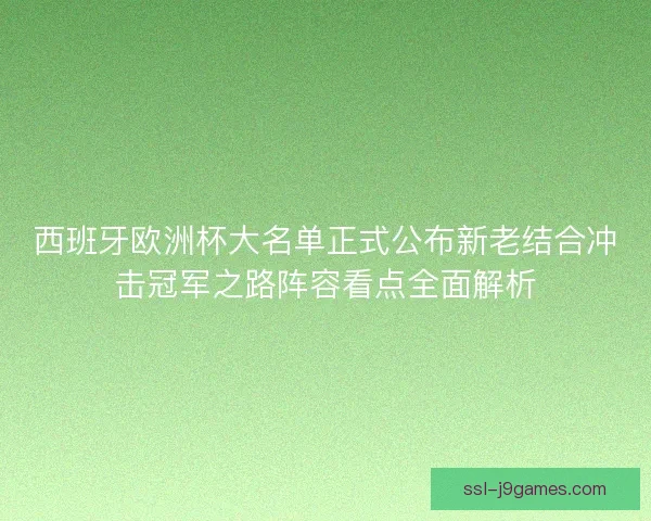 西班牙欧洲杯大名单正式公布新老结合冲击冠军之路阵容看点全面解析